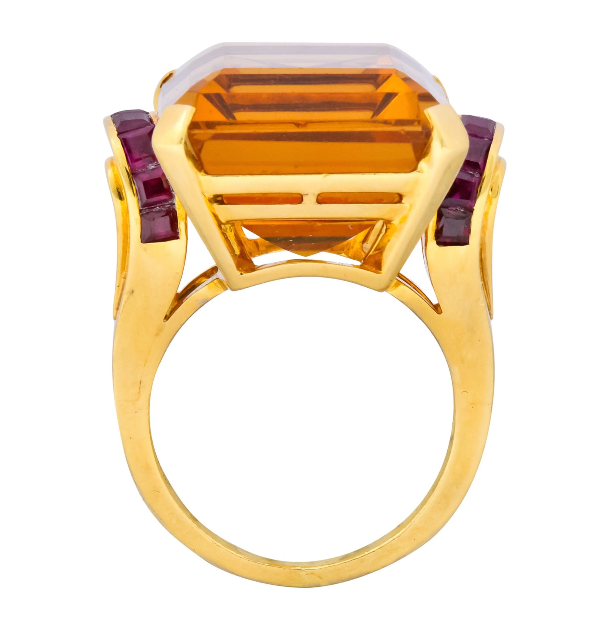 Tiffany & Co. Retro 24.54 CTW Citrine Ruby Cocktail Ring Circa 1950 - Wilson's Estate Jewelry