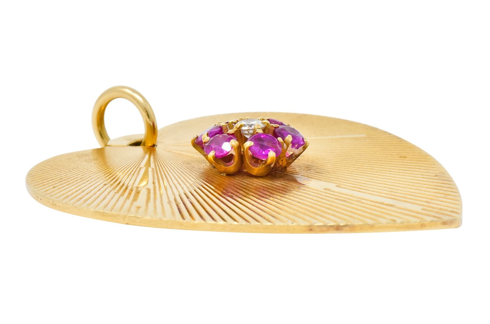 Tiffany & Co. Retro Ruby Diamond 14 Karat Gold Oversized Heart Pendant - Wilson's Estate Jewelry