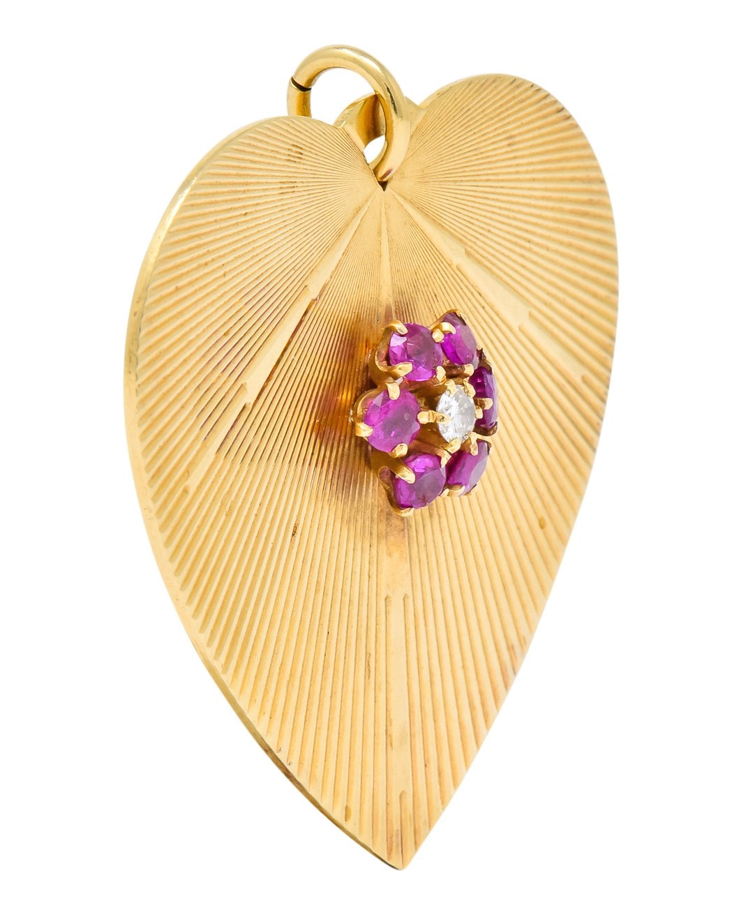 Tiffany & Co. Retro Ruby Diamond 14 Karat Gold Oversized Heart Pendant - Wilson's Estate Jewelry