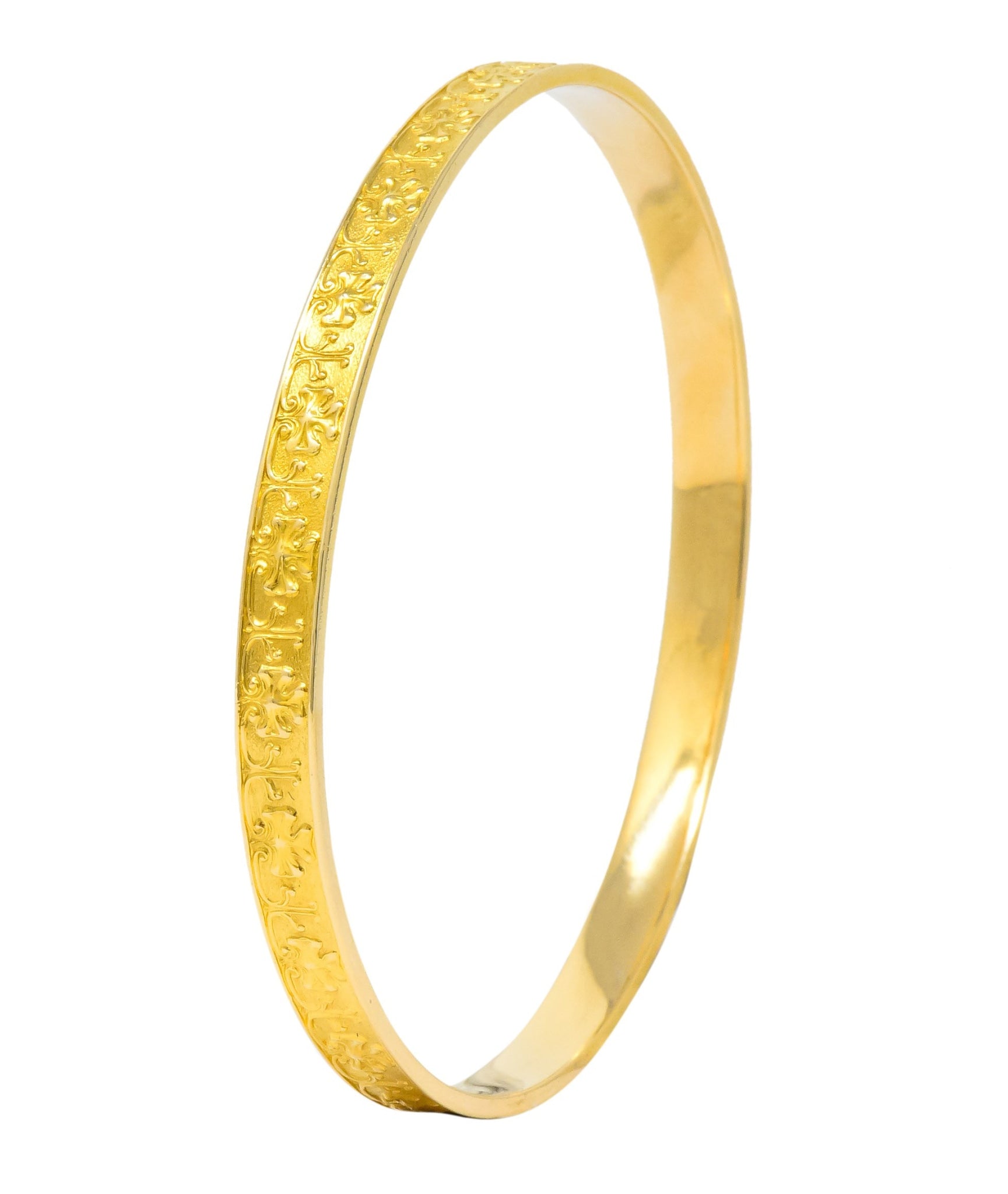 Tiffany & Co. Victorian 18 Karat Gold Floral Bangle Bracelet - Wilson's Estate Jewelry