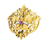 Tiffany & Co. Victorian Diamond Ruby Horse 18 Karat Yellow Gold Brooch Wilson's Estate Jewelry
