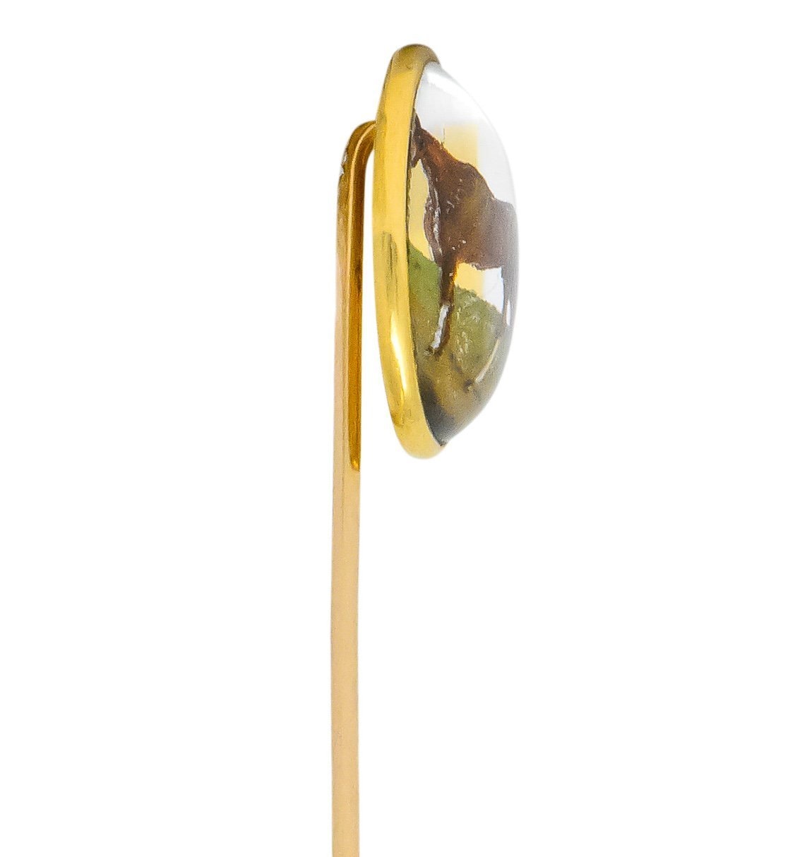 Tiffany & Co. Victorian Painted Reverse Carved Rock Crystal 18 Karat Gold Horse Stickpin - Wilson's Estate Jewelry