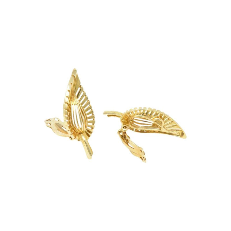 Tiffany & Co. Vintage 14K Yellow Gold Leaf Clip Earrings Wilson's Estate Jewelry
