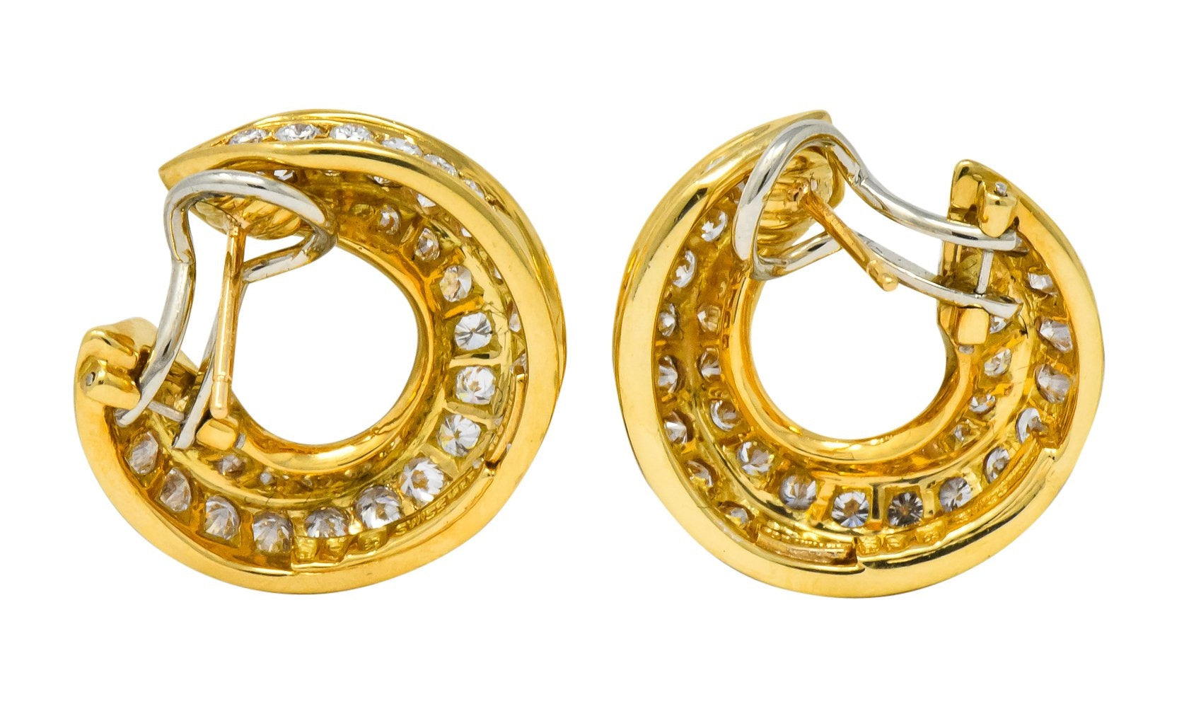 Tiffany & Co. Vintage 3.48 CTW Diamond 18 Karat Gold Hoop Swirl Earrings - Wilson's Estate Jewelry