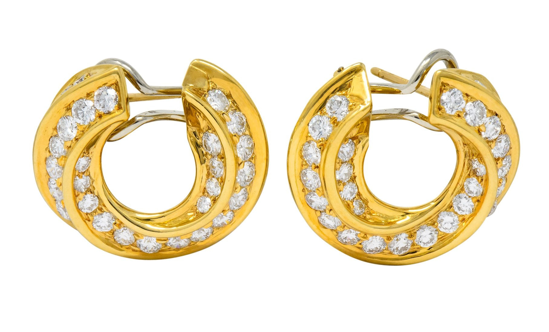 Tiffany & Co. Vintage 3.48 CTW Diamond 18 Karat Gold Hoop Swirl Earrings - Wilson's Estate Jewelry