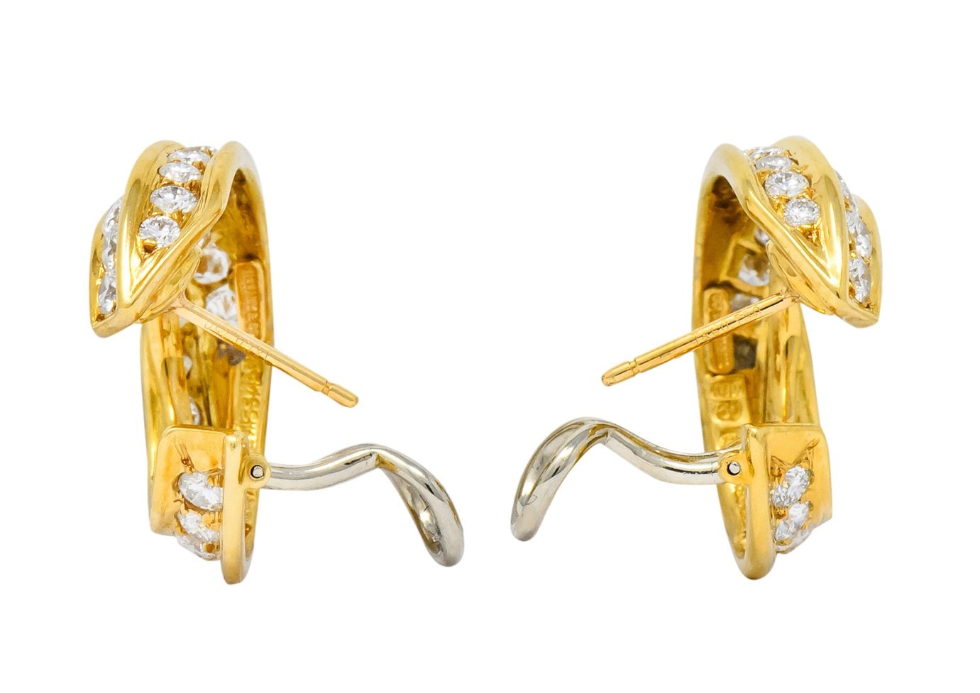 Tiffany & Co. Vintage 3.48 CTW Diamond 18 Karat Gold Hoop Swirl Earrings - Wilson's Estate Jewelry
