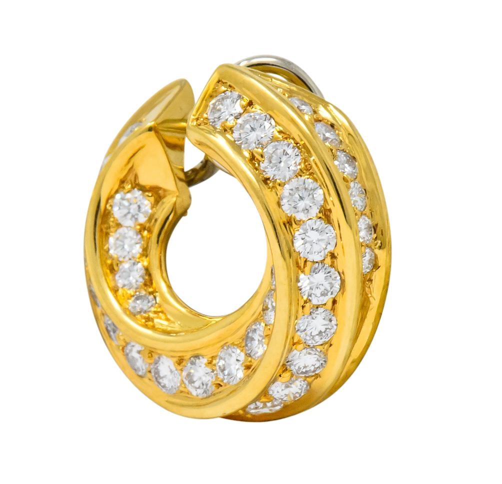 Tiffany & Co. Vintage 3.48 CTW Diamond 18 Karat Gold Hoop Swirl Earrings - Wilson's Estate Jewelry