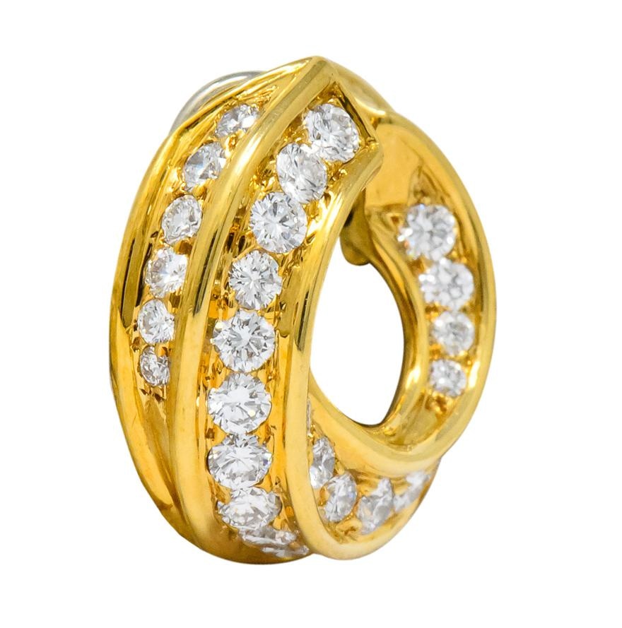 Tiffany & Co. Vintage 3.48 CTW Diamond 18 Karat Gold Hoop Swirl Earrings - Wilson's Estate Jewelry
