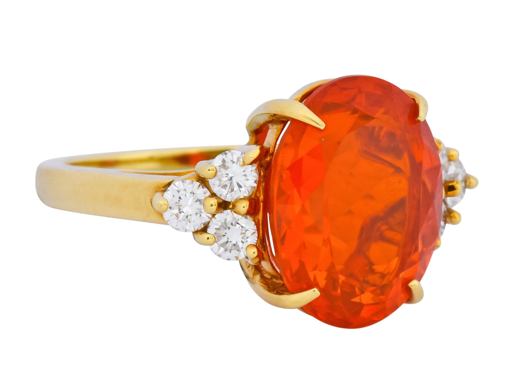 Tiffany & Co. Vintage 4.86 CTW Fire Opal Diamond 18 Karat Gold Ring - Wilson's Estate Jewelry
