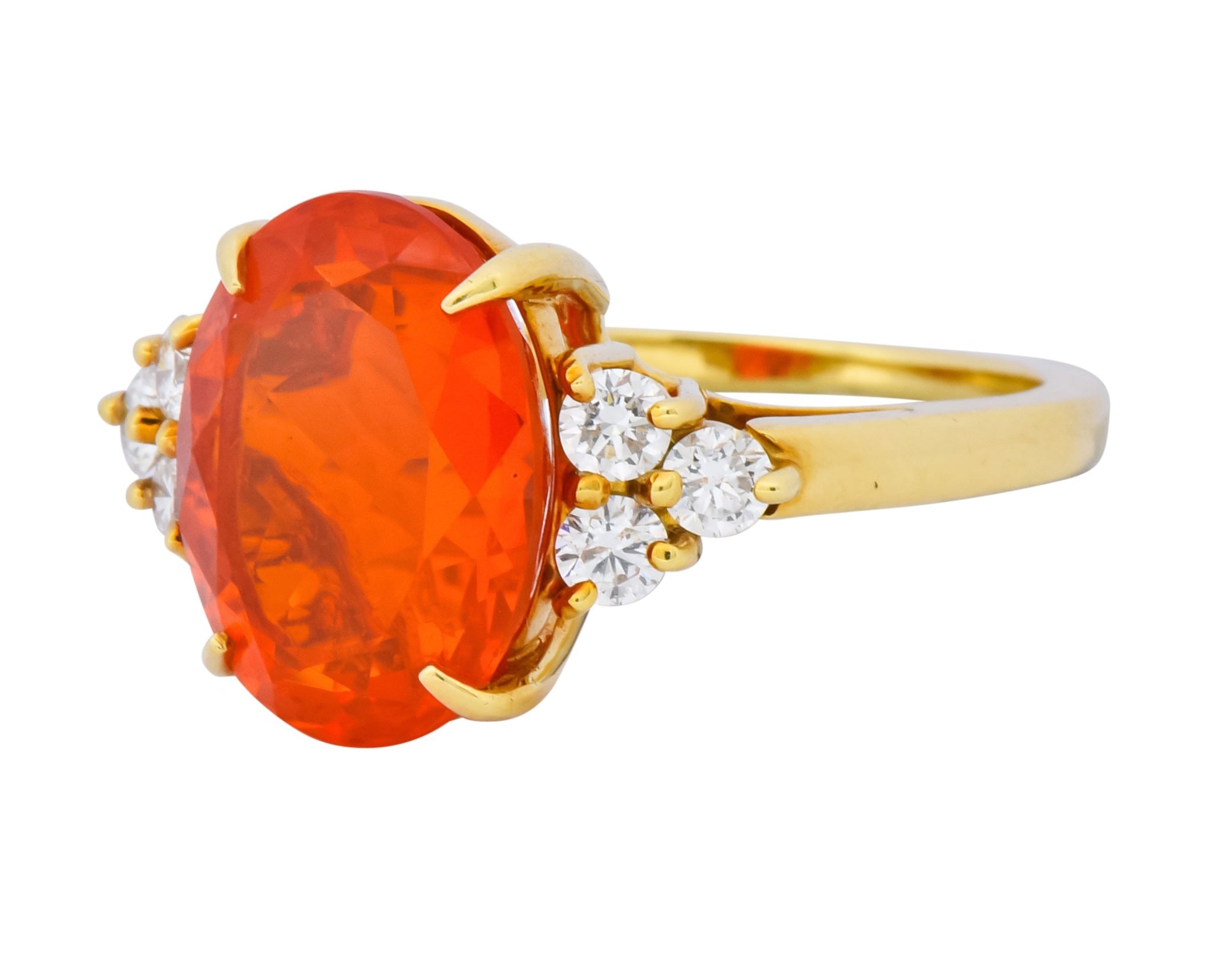 Tiffany & Co. Vintage 4.86 CTW Fire Opal Diamond 18 Karat Gold Ring - Wilson's Estate Jewelry