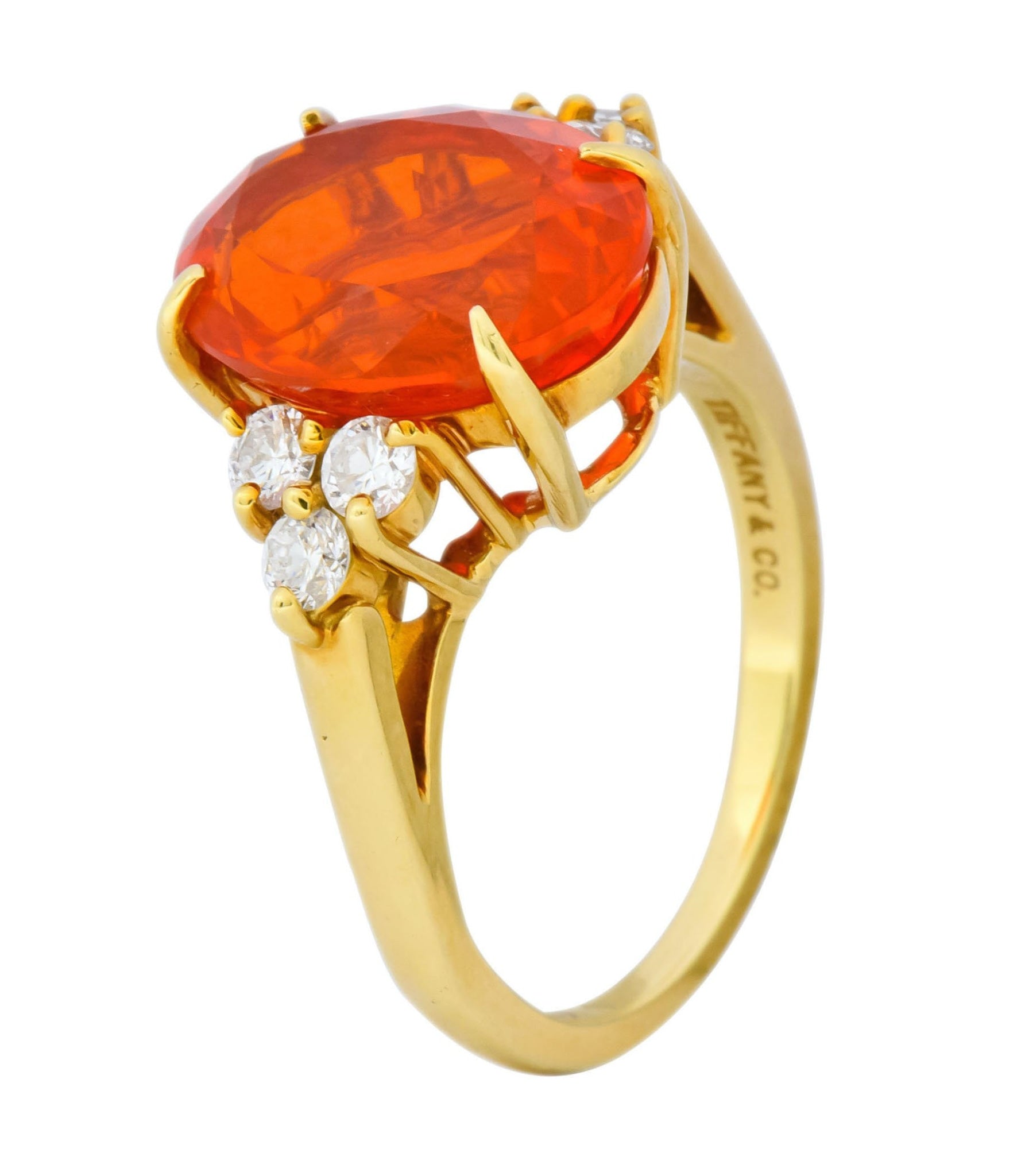 Tiffany & Co. Vintage 4.86 CTW Fire Opal Diamond 18 Karat Gold Ring - Wilson's Estate Jewelry