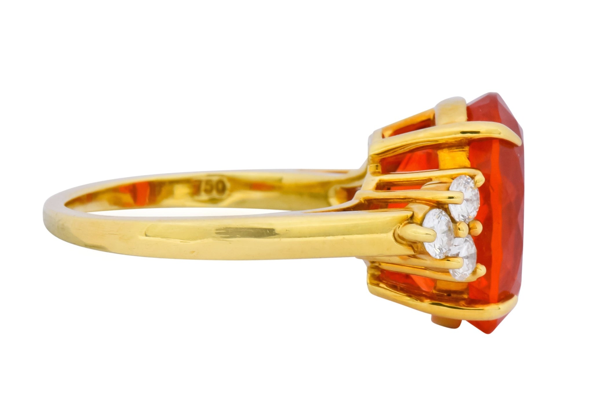 Tiffany & Co. Vintage 4.86 CTW Fire Opal Diamond 18 Karat Gold Ring - Wilson's Estate Jewelry