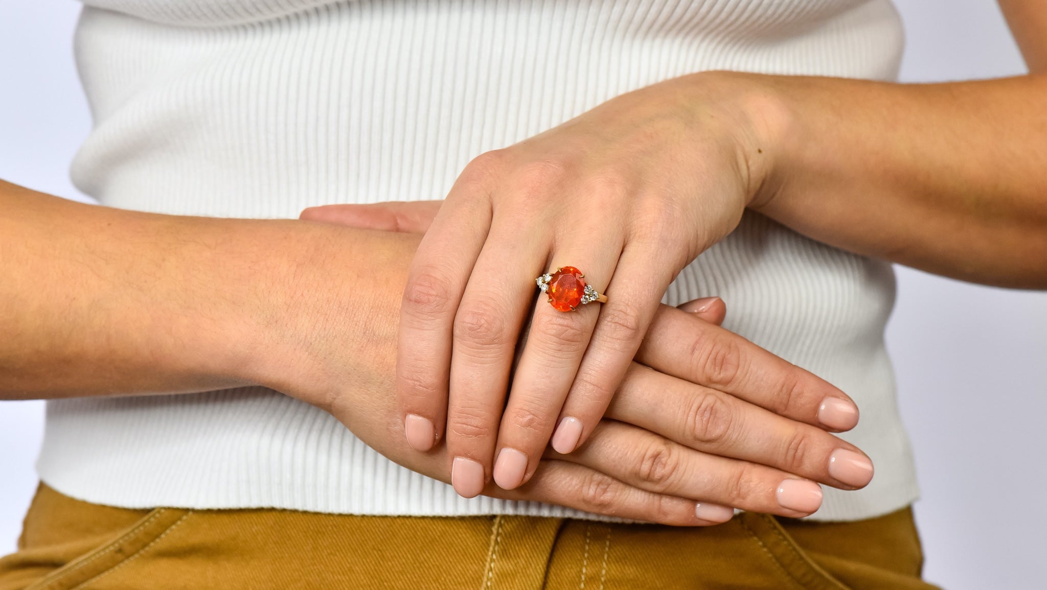 Tiffany & Co. Vintage 4.86 CTW Fire Opal Diamond 18 Karat Gold Ring - Wilson's Estate Jewelry