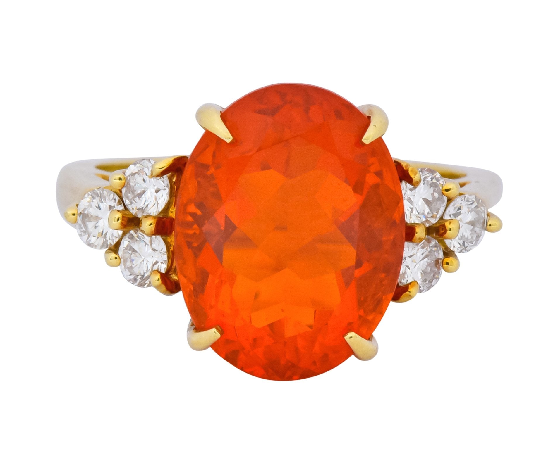 Tiffany & Co. Vintage 4.86 CTW Fire Opal Diamond 18 Karat Gold Ring - Wilson's Estate Jewelry