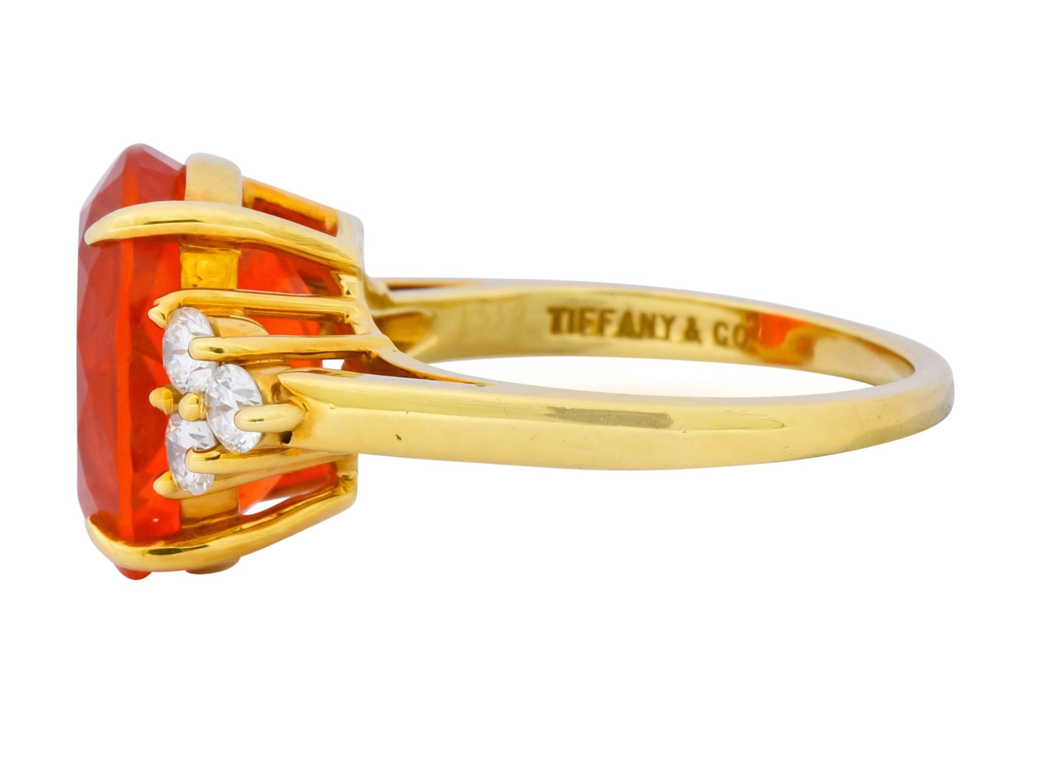 Tiffany & Co. Vintage 4.86 CTW Fire Opal Diamond 18 Karat Gold Ring - Wilson's Estate Jewelry