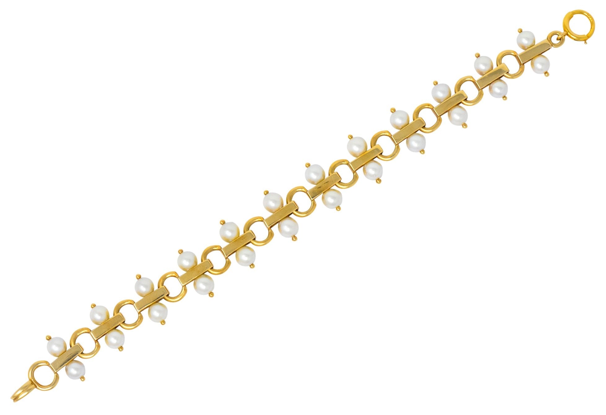 Tiffany & Co. Vintage Pearl 14 Karat Gold Link Bracelet - Wilson's Estate Jewelry