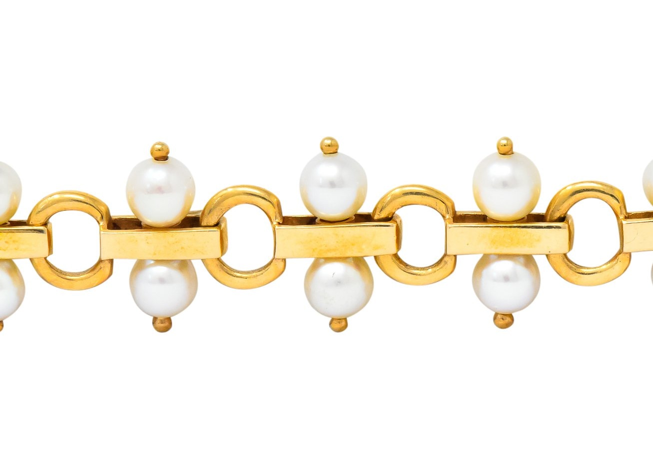 Tiffany & Co. Vintage Pearl 14 Karat Gold Link Bracelet - Wilson's Estate Jewelry