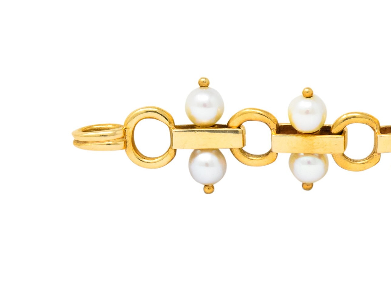 Tiffany & Co. Vintage Pearl 14 Karat Gold Link Bracelet - Wilson's Estate Jewelry