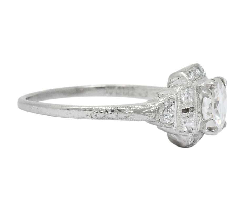 Traub Art Deco 0.85 CTW Diamond Platinum Engagement Ring - Wilson's Estate Jewelry