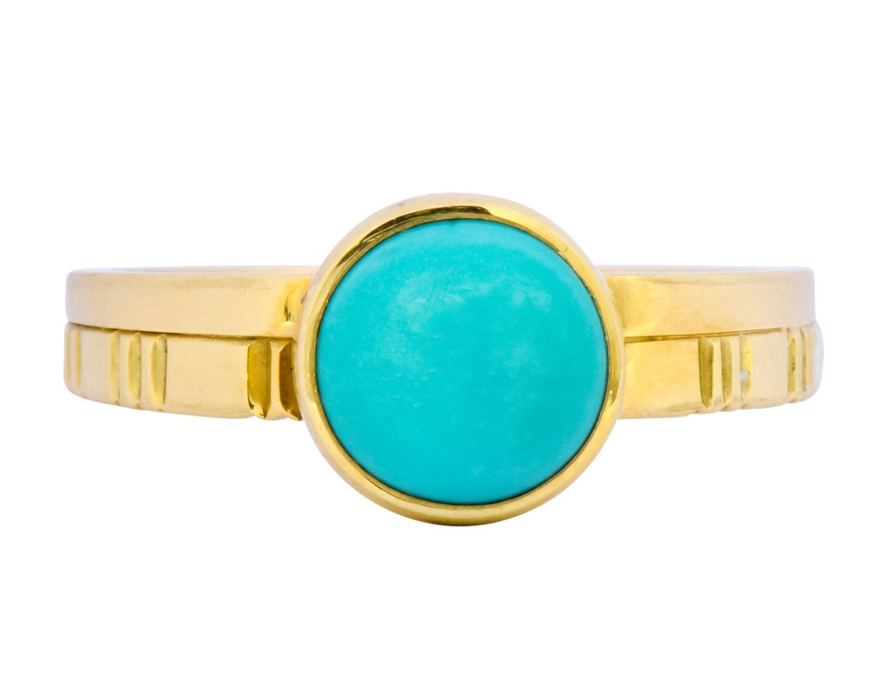 Turquoise 18 Karat Gold Stacking Ring - Wilson's Estate Jewelry