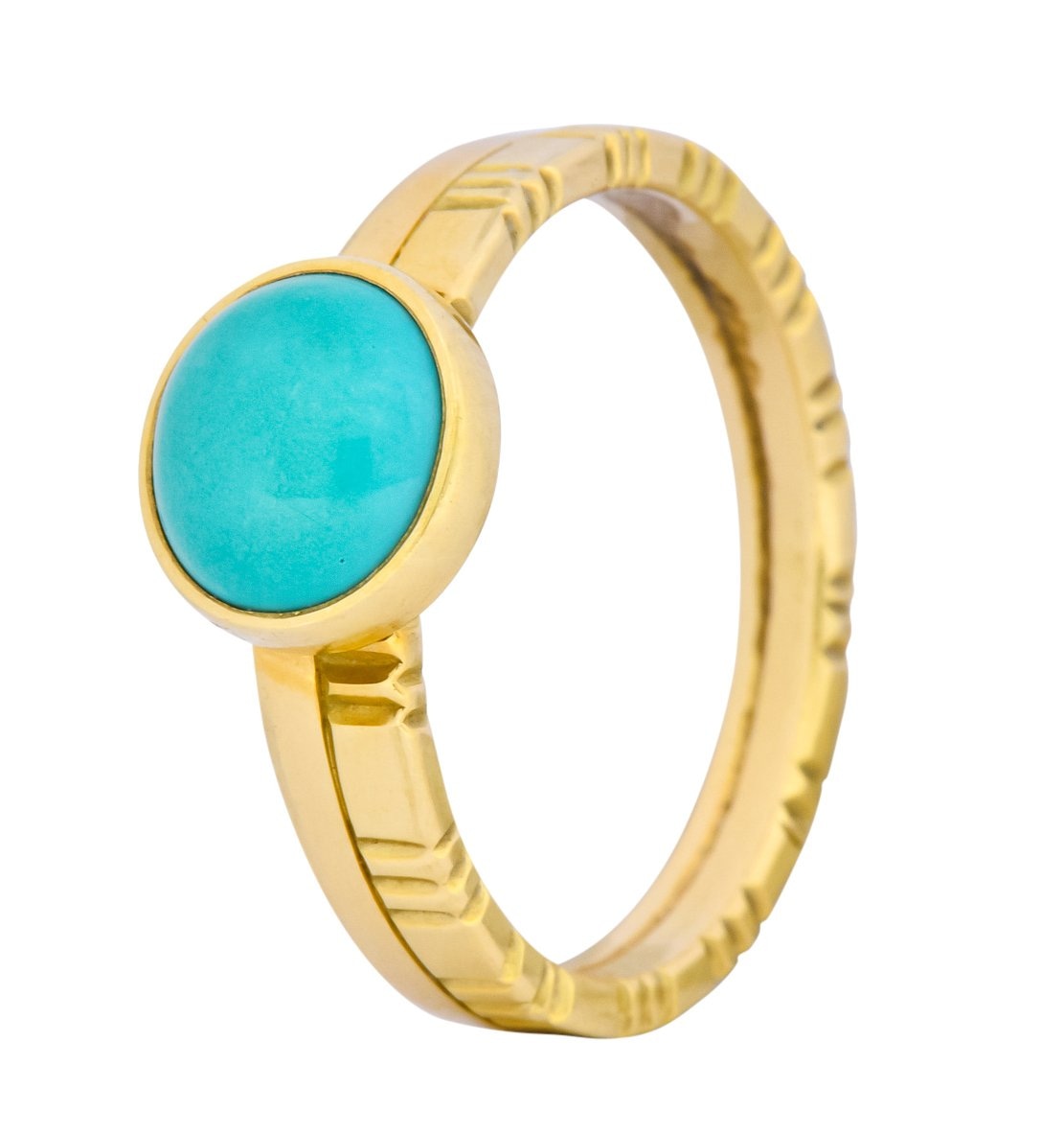 Turquoise 18 Karat Gold Stacking Ring - Wilson's Estate Jewelry