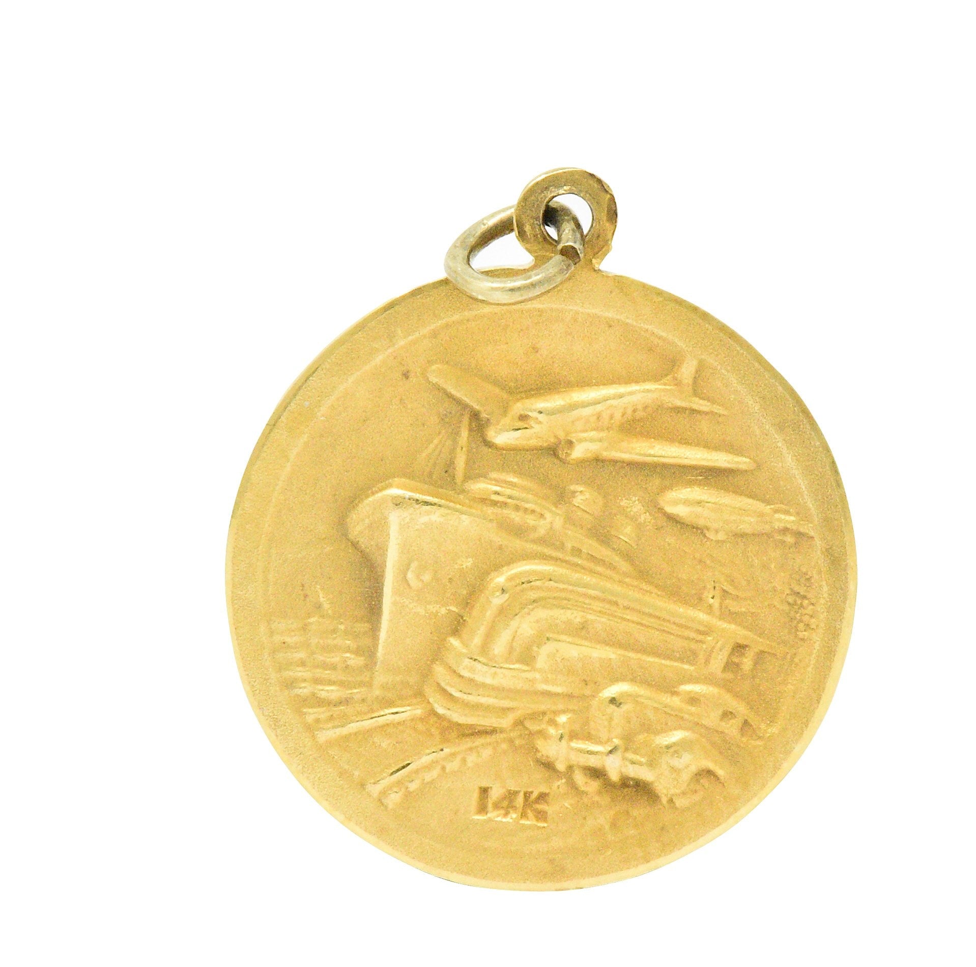 Unique 1933 14 Karat Gold World's Fair Pendant Wilson's Estate Jewelry