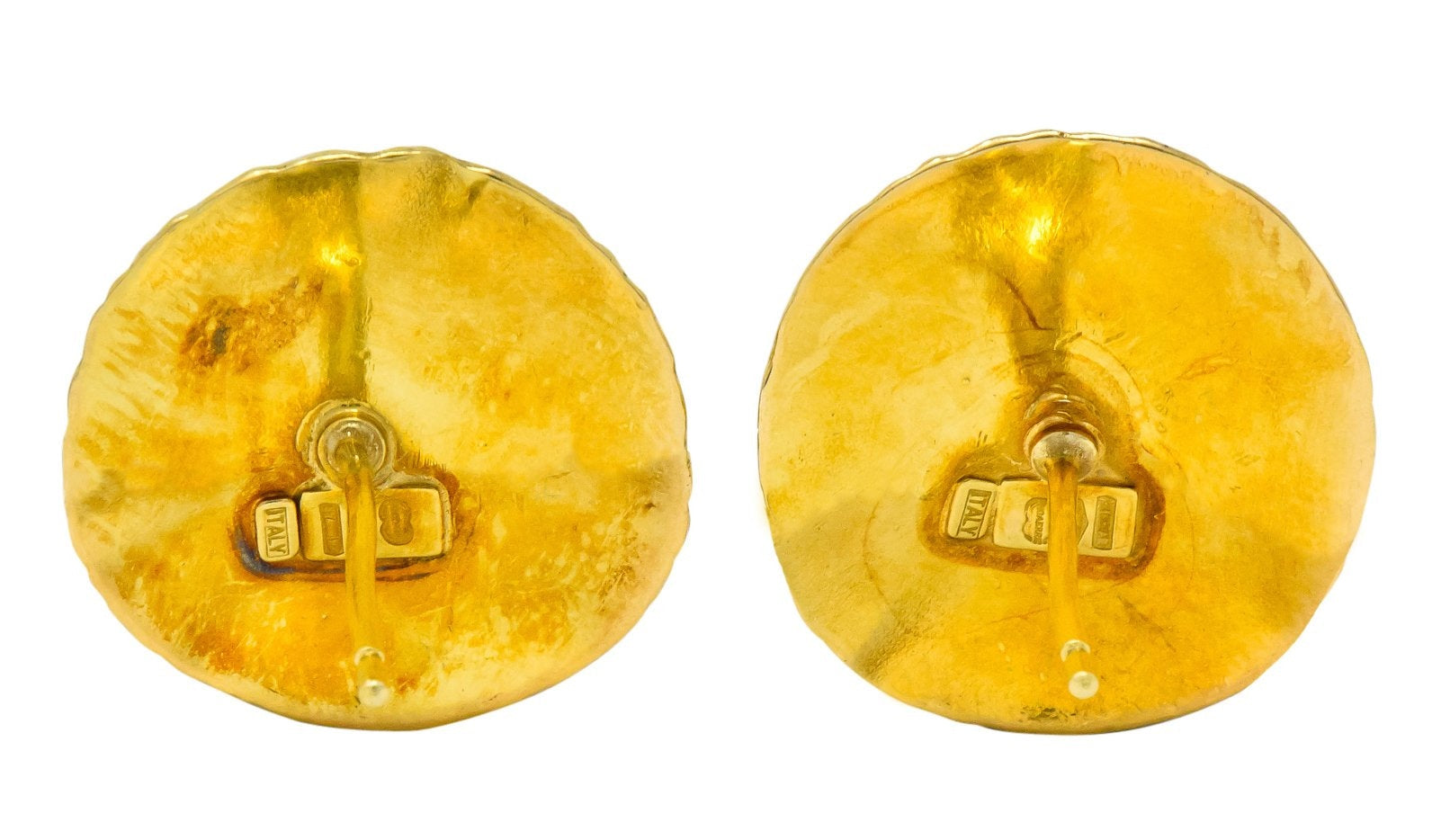 Unoaerre 18 Karat Yellow Gold Textured Disc Earrings - Wilson's Estate Jewelry