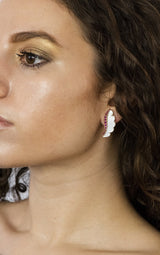Van Cleef & Arpels 1.05 CTW Pink Sapphire Rock Crystal Mother Of Pearl 18 Karat Gold Ear-Clips Earrings Wilson's Estate Jewelry