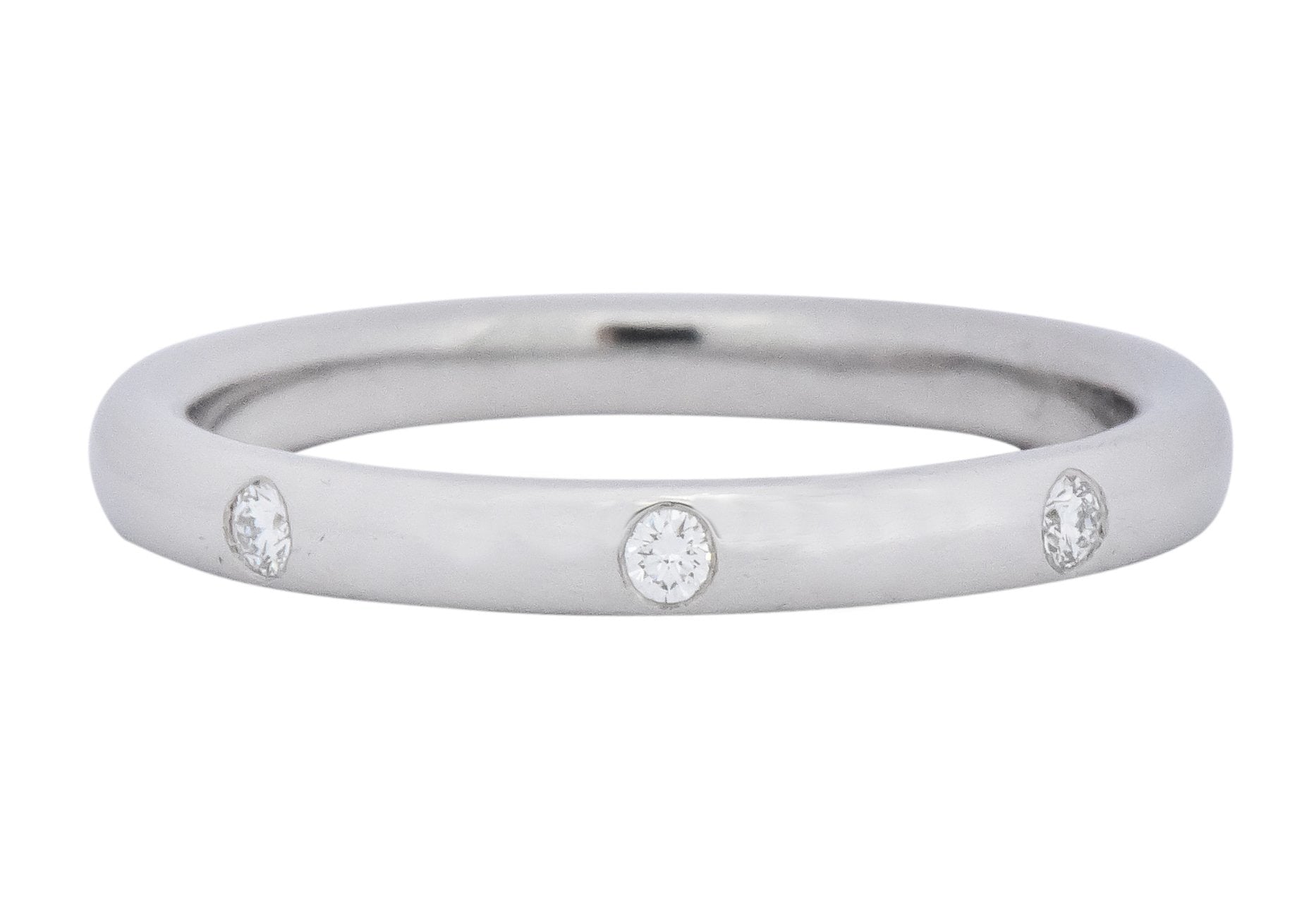 Van Cleef & Arpels Diamond Platinum Three Stone Band Ring - Wilson's Estate Jewelry