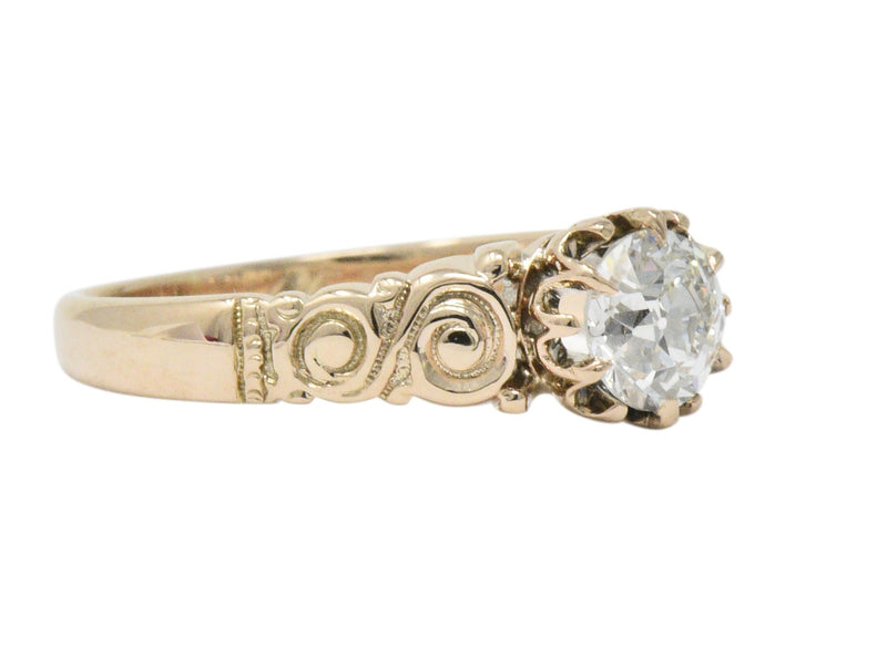 Victorian 0.57 CTW Diamond 14 Karat Rose Gold Engagement Ring GIA Wilson's Estate Jewelry