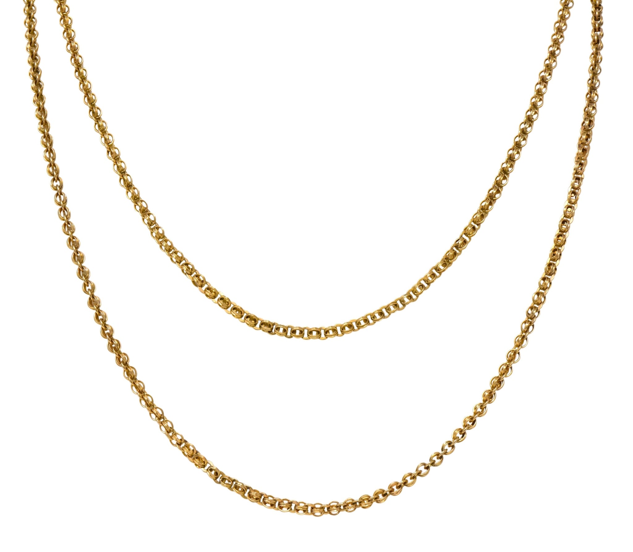 Victorian 14 Karat Gold 62 Inch Long Chain Necklace - Wilson's Estate Jewelry