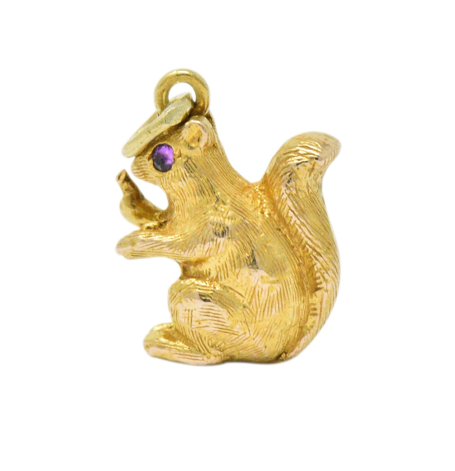 Victorian 18 Karat Gold  Ruby Squirrel Charm Wilson's Estate Jewelry