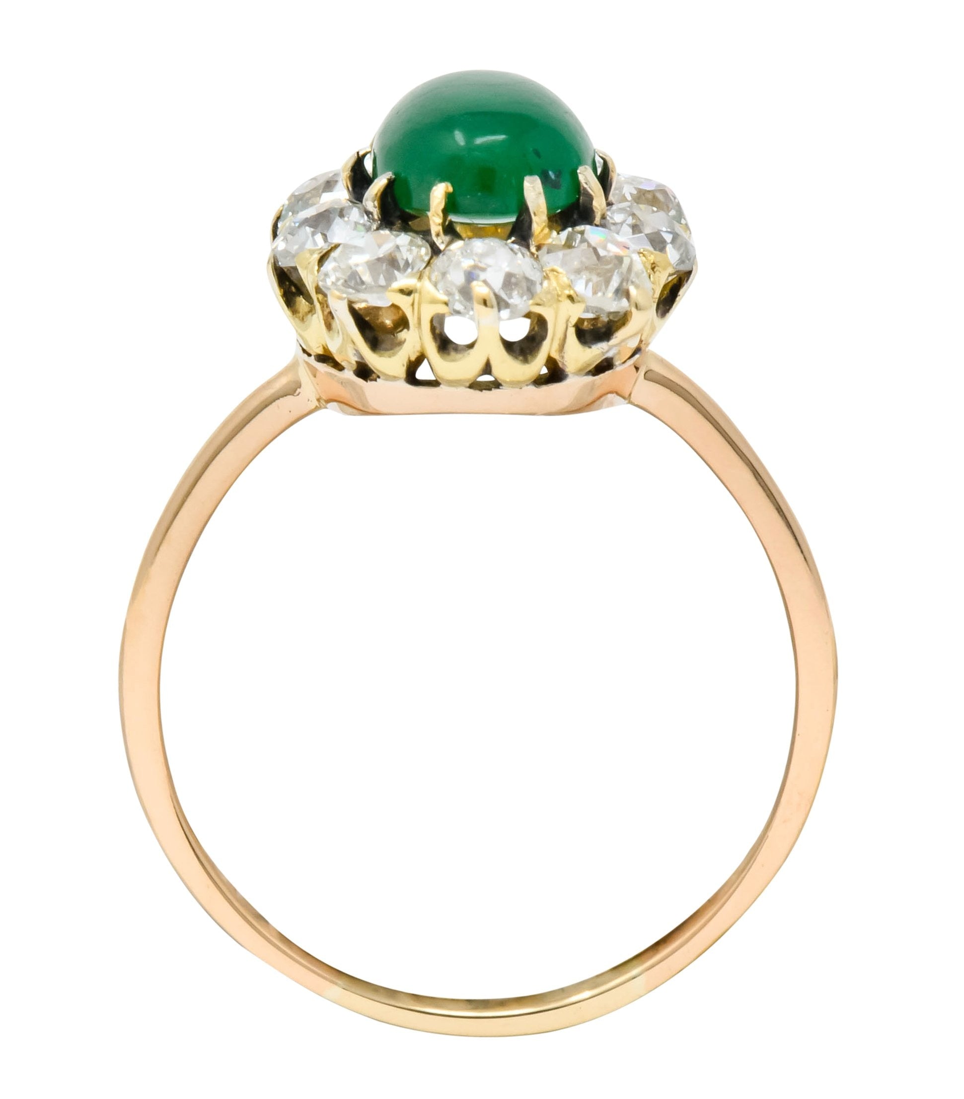 Victorian 2.10 CTW Emerald Diamond 14 Karat Gold Cluster Ring - Wilson's Estate Jewelry