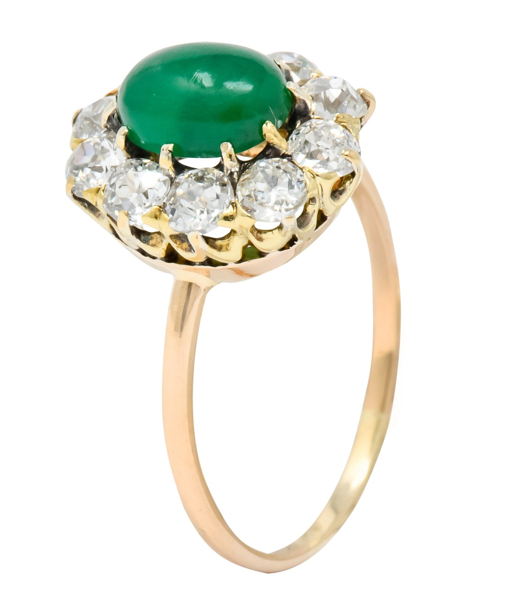 Victorian 2.10 CTW Emerald Diamond 14 Karat Gold Cluster Ring - Wilson's Estate Jewelry