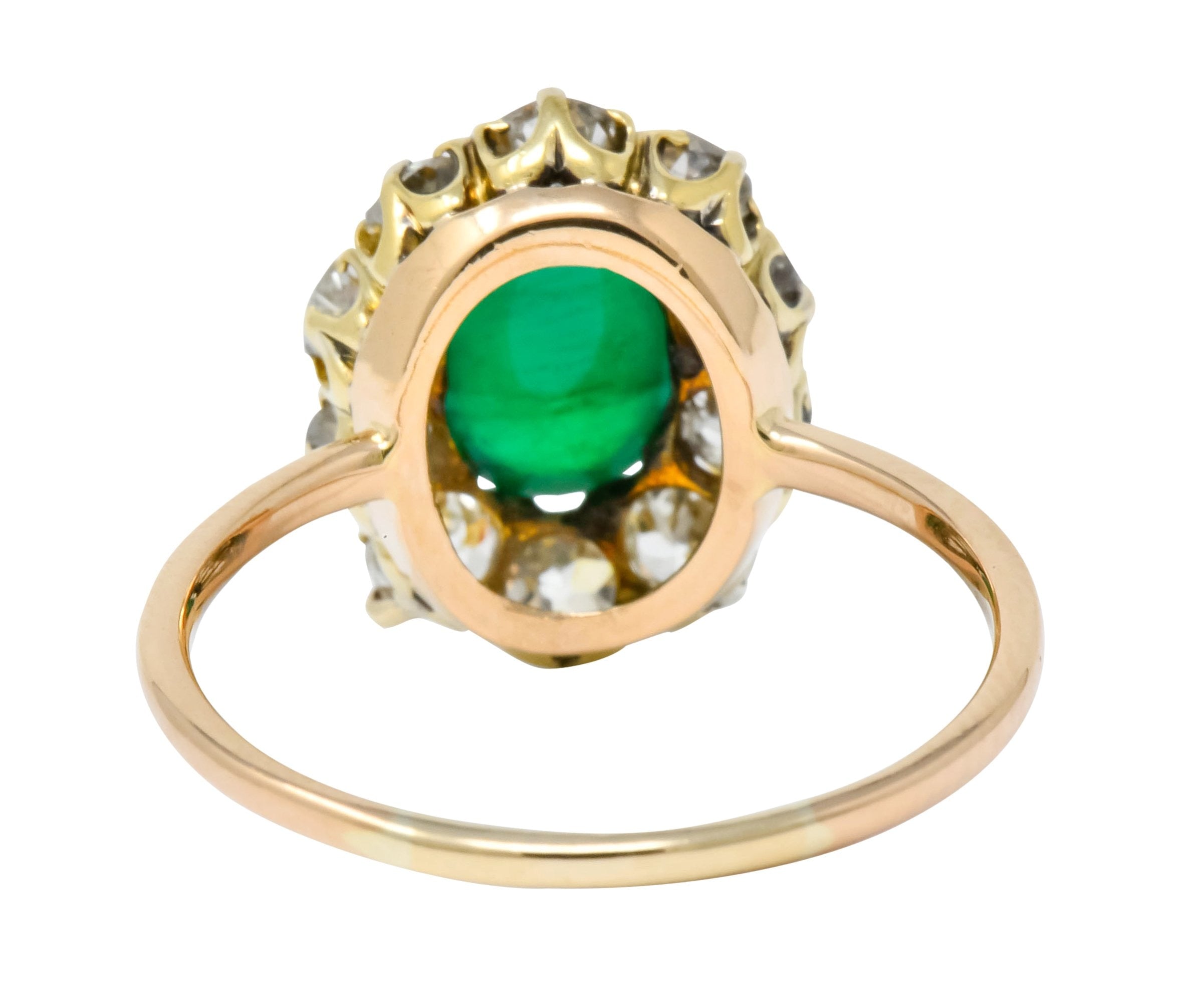 Victorian 2.10 CTW Emerald Diamond 14 Karat Gold Cluster Ring - Wilson's Estate Jewelry