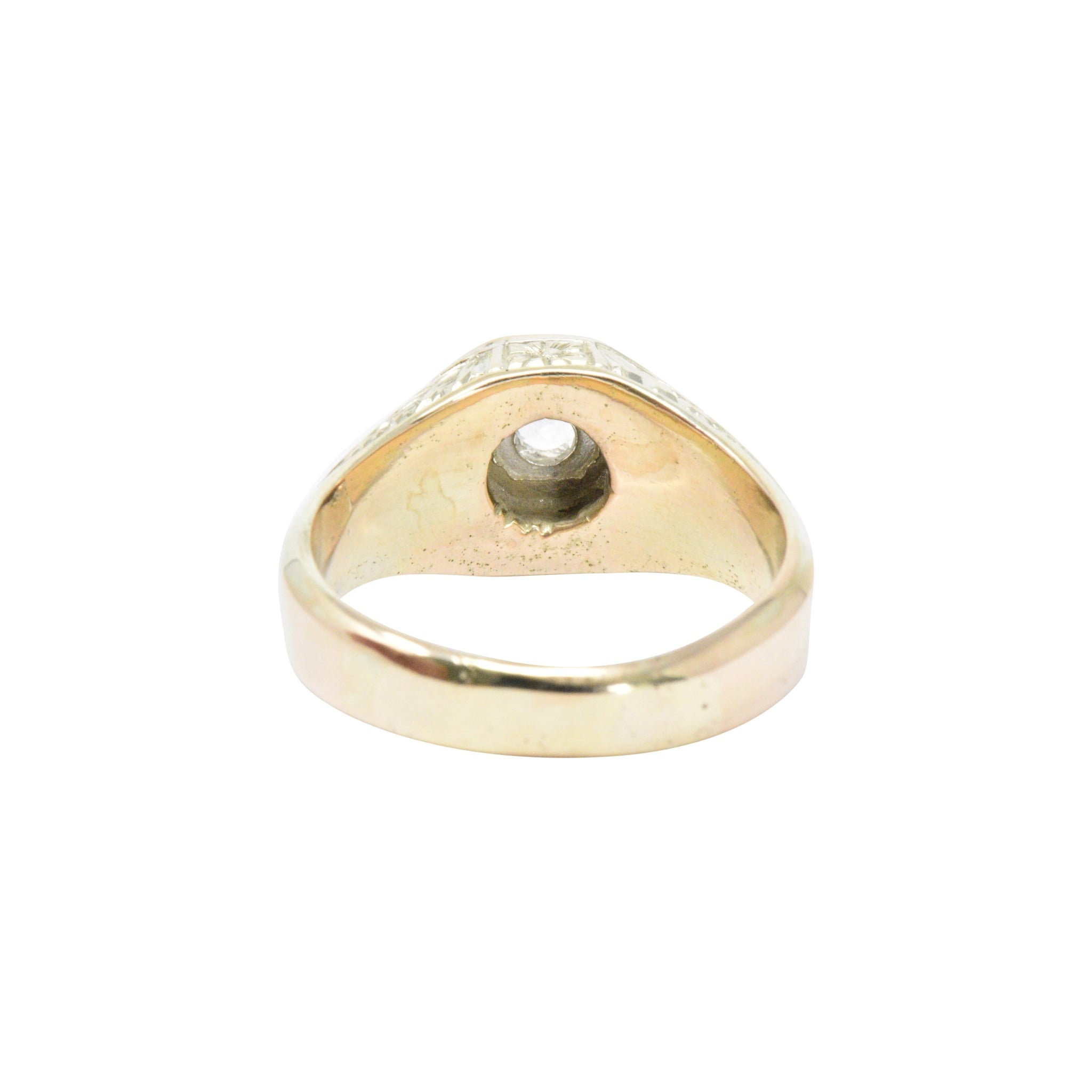 Victorian .25 CTW Diamond 14K Yellow Gold & Enamel Men's Ring Wilson's Estate Jewelry