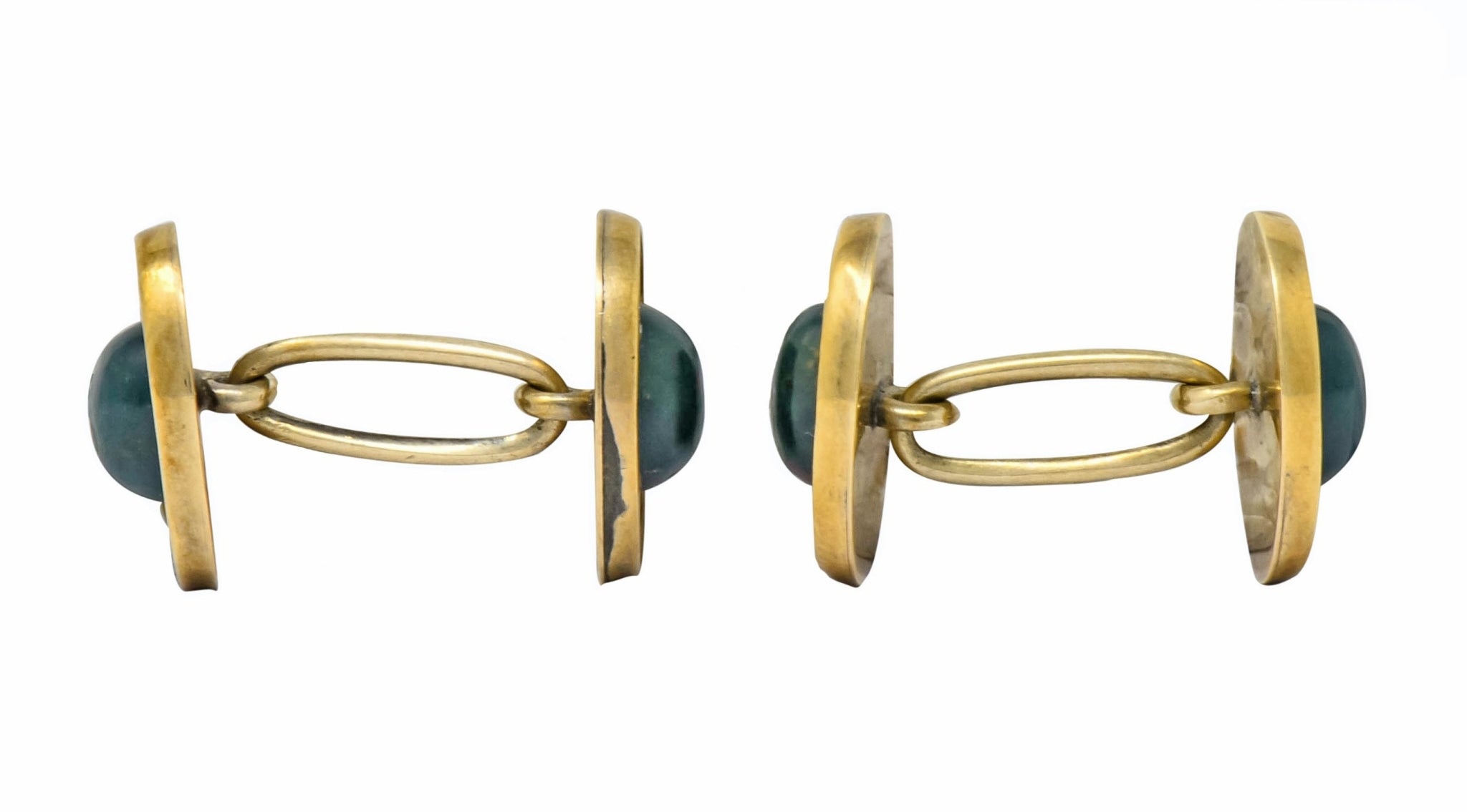 Victorian Bloodstone 14 Karat Gold Clover Men's Cufflinks Circa 1900 - Wilson's Estate Jewelry