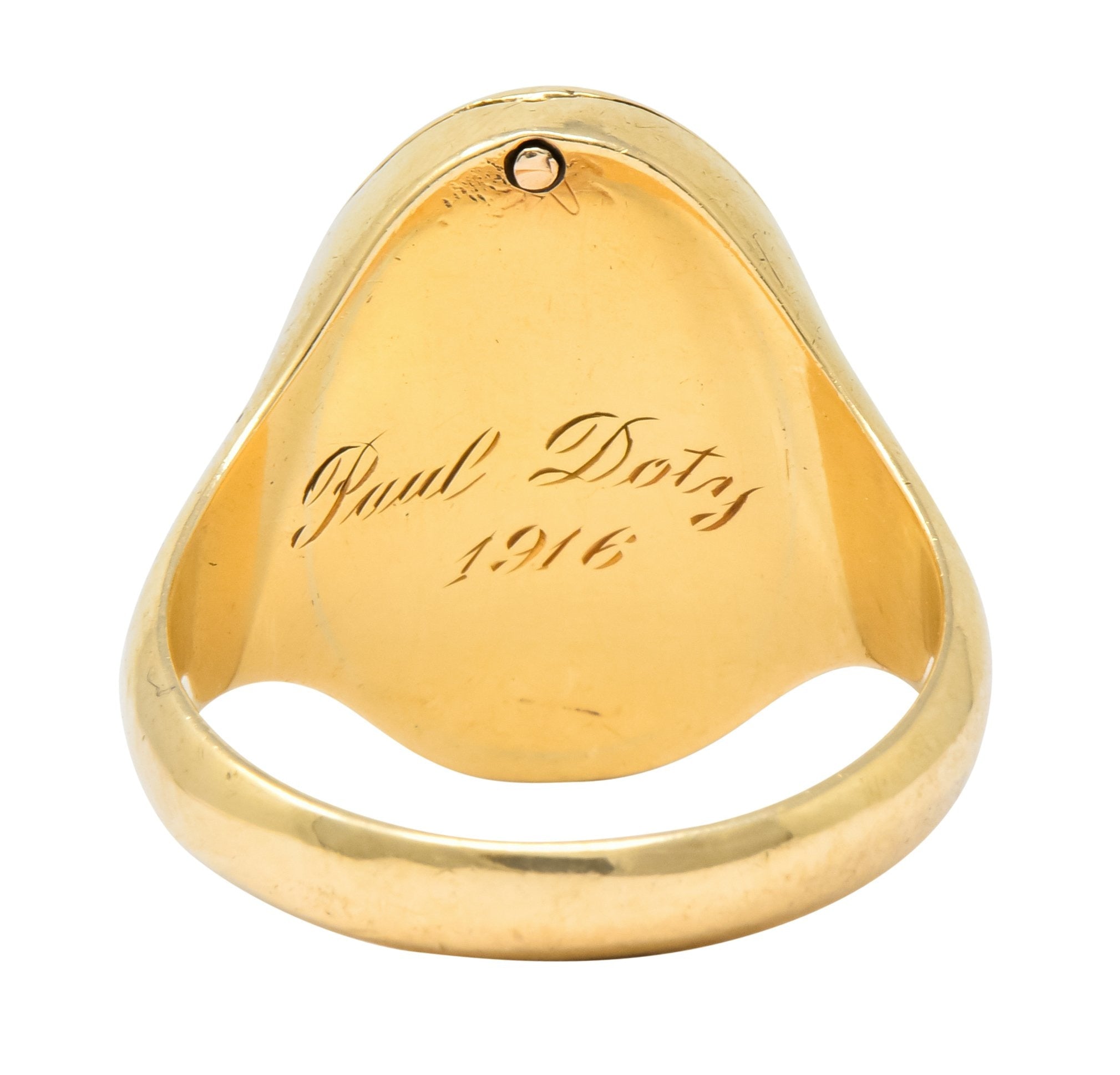 Victorian Carnelian Intaglio 14 Karat Gold Unisex Locket Ring - Wilson's Estate Jewelry