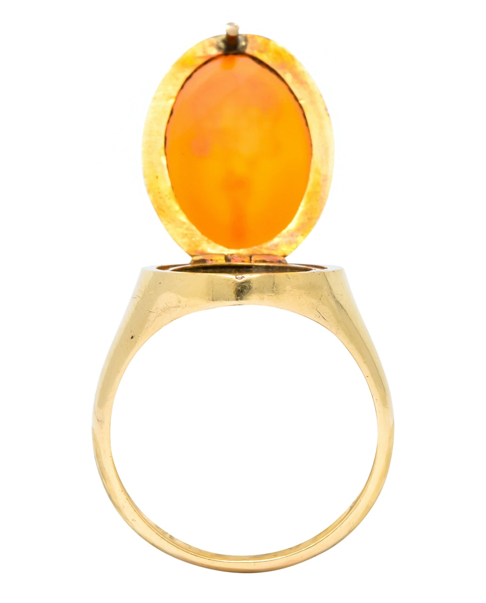 Victorian Carnelian Intaglio 14 Karat Gold Unisex Locket Ring - Wilson's Estate Jewelry