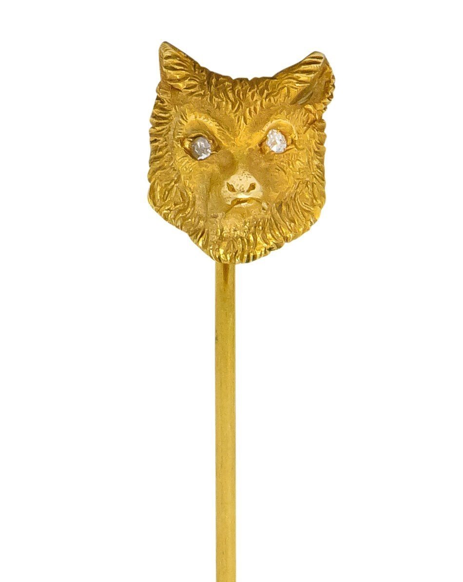 Victorian Diamond 14 Karat Gold Fox Stickpin Circa 1900 - Wilson's Estate Jewelry