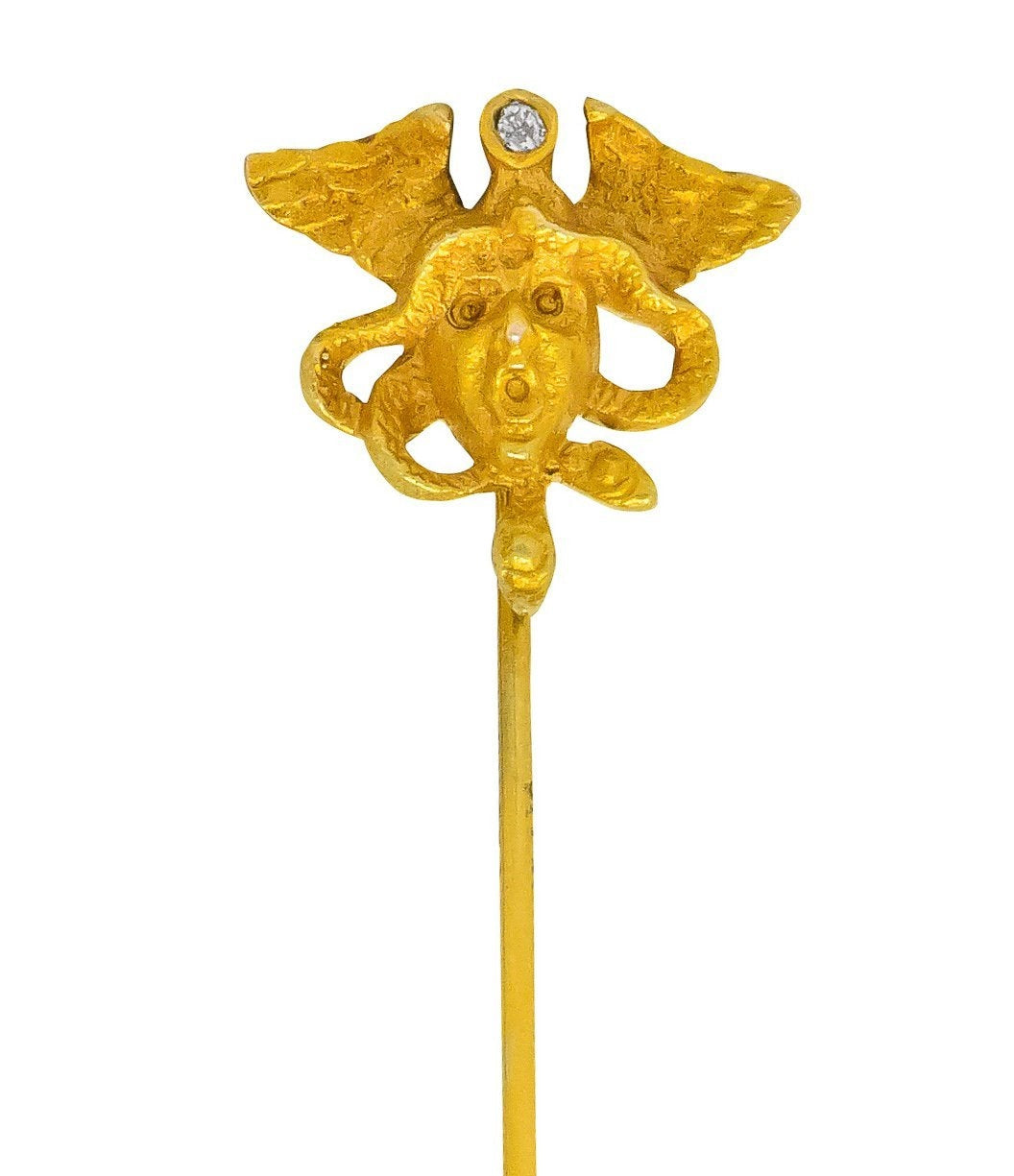 Victorian Diamond 14 Karat Gold Medusa Stickpin - Wilson's Estate Jewelry