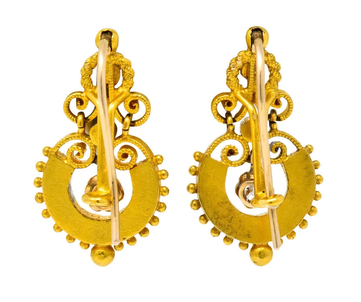 Victorian Diamond Turquoise 18 Karat Gold Drop Earrings - Wilson's Estate Jewelry