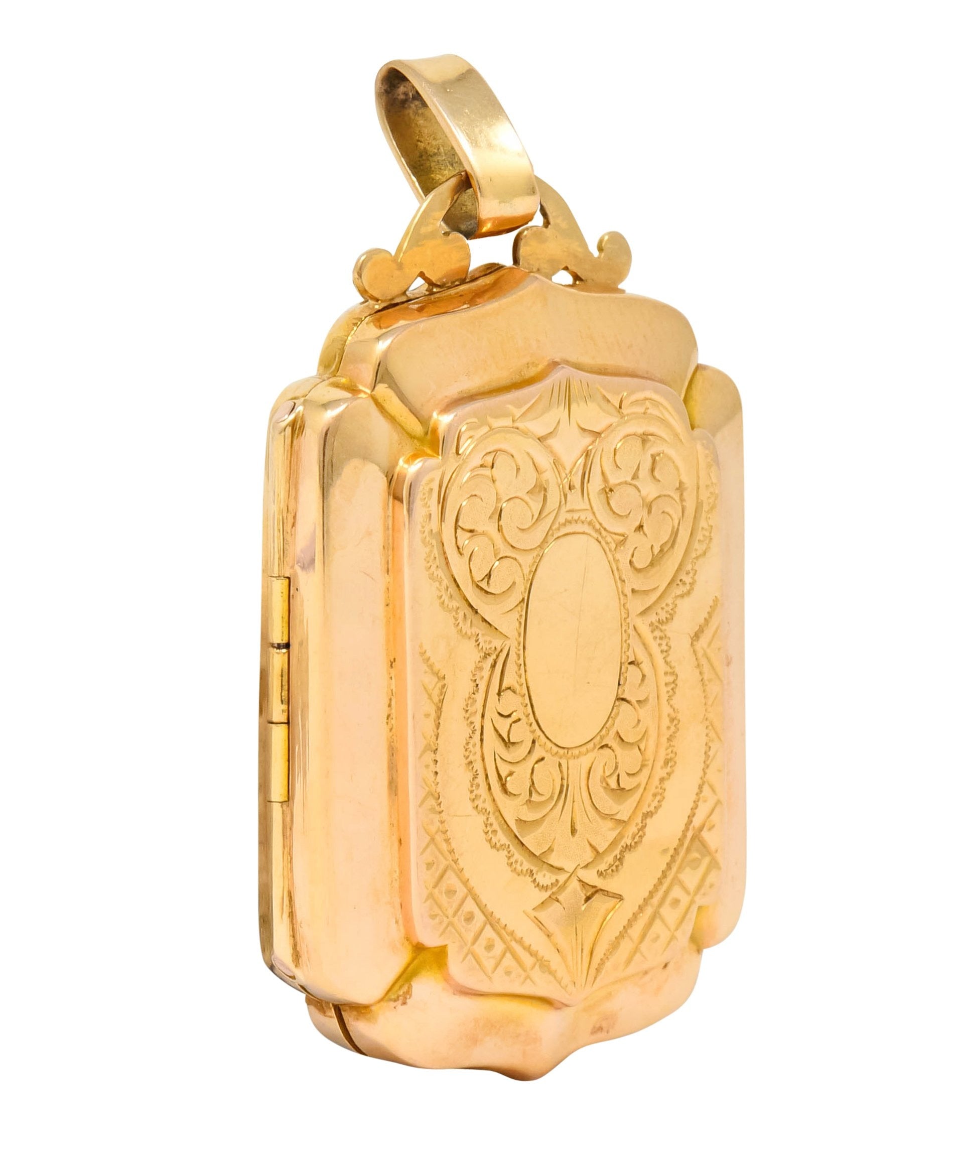 Victorian French Glass 18 Karat Two-Tone Gold Locket Pendant - Wilson's Estate Jewelry