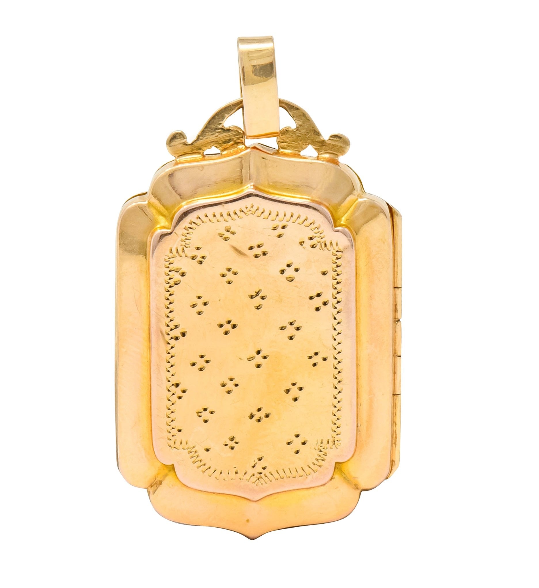 Victorian French Glass 18 Karat Two-Tone Gold Locket Pendant - Wilson's Estate Jewelry