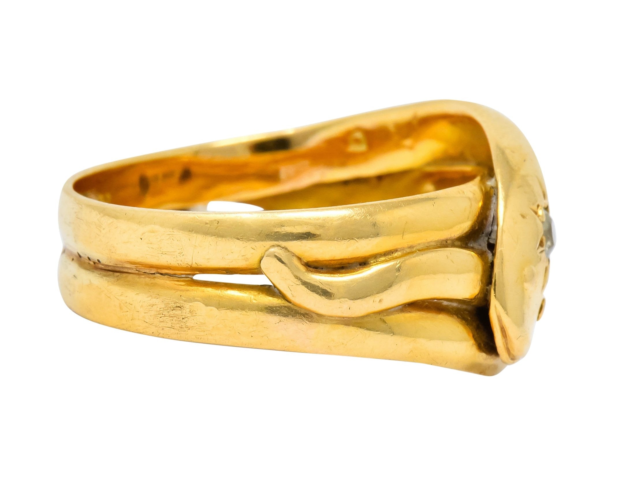 Victorian Old Mine Cut Diamond 18 Karat Gold British Snake Band Ring - Wilson's Estate Jewelry