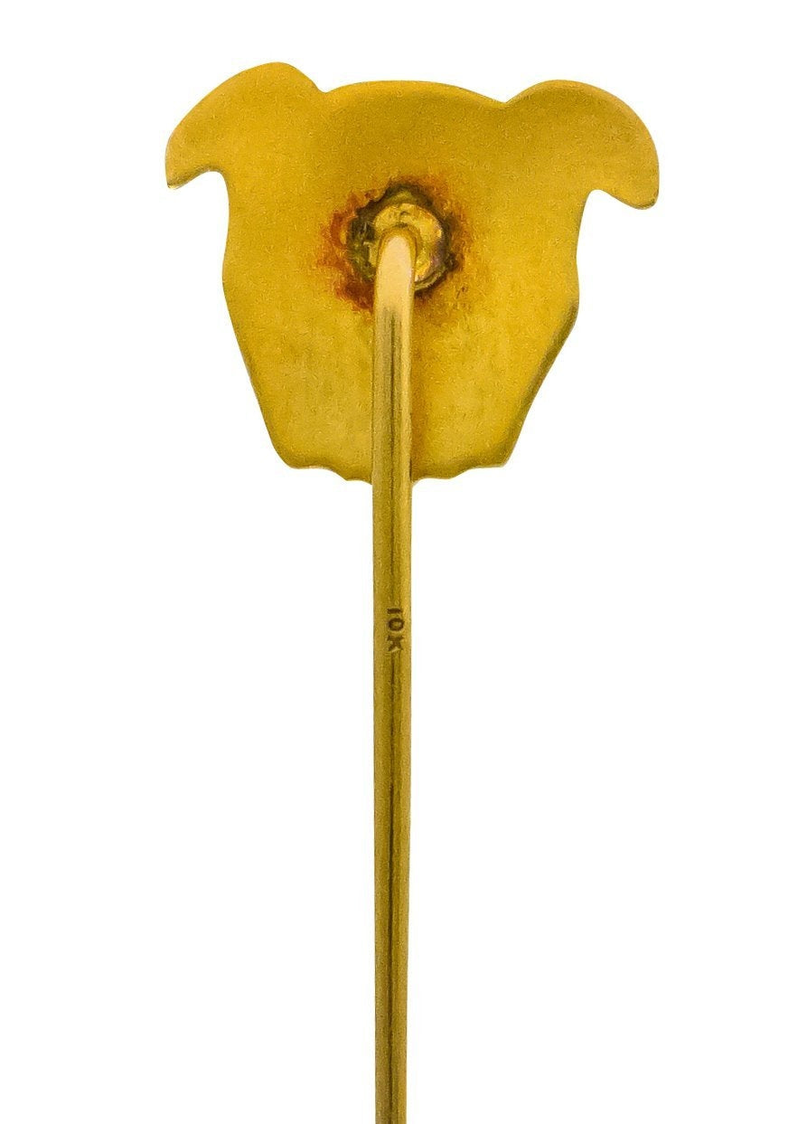 Victorian Ruby 10 Karat Yellow Gold Bulldog Stickpin - Wilson's Estate Jewelry