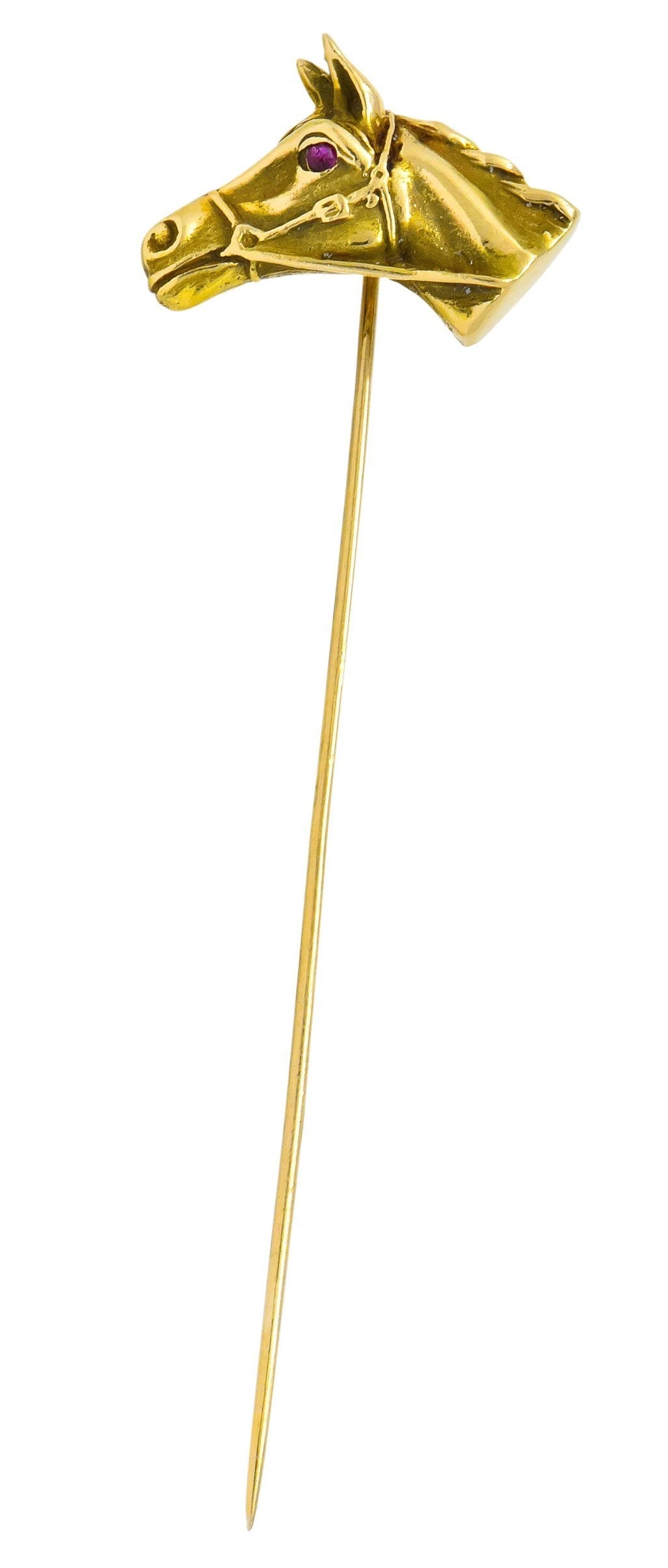 Victorian Ruby 14 Karat Gold Horse Stickpin - Wilson's Estate Jewelry