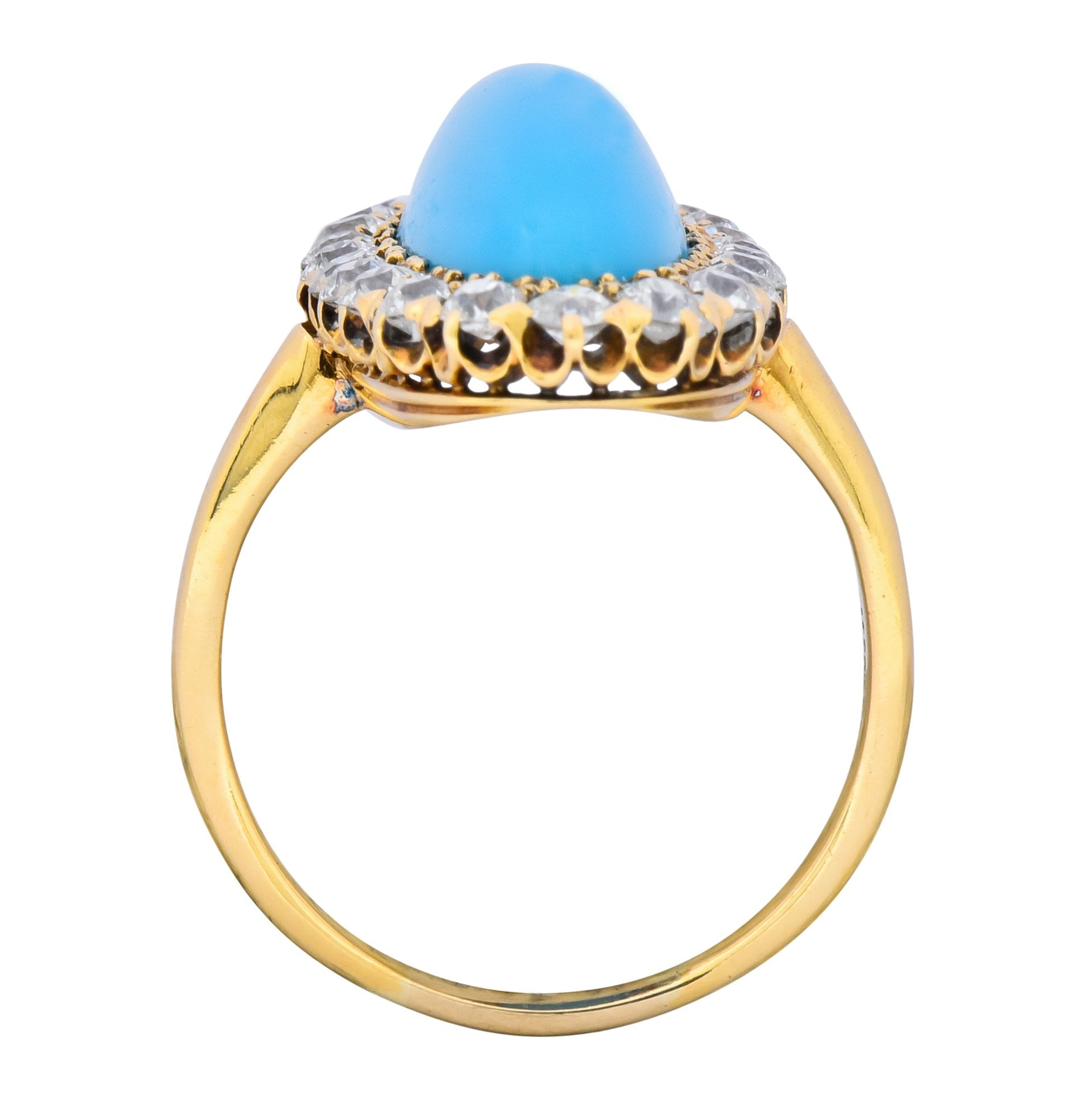Victorian Tiffany & Co. 2.00 CTW Diamond Turquoise 18 Karat Gold Cluster Ring Circa 1880 - Wilson's Estate Jewelry