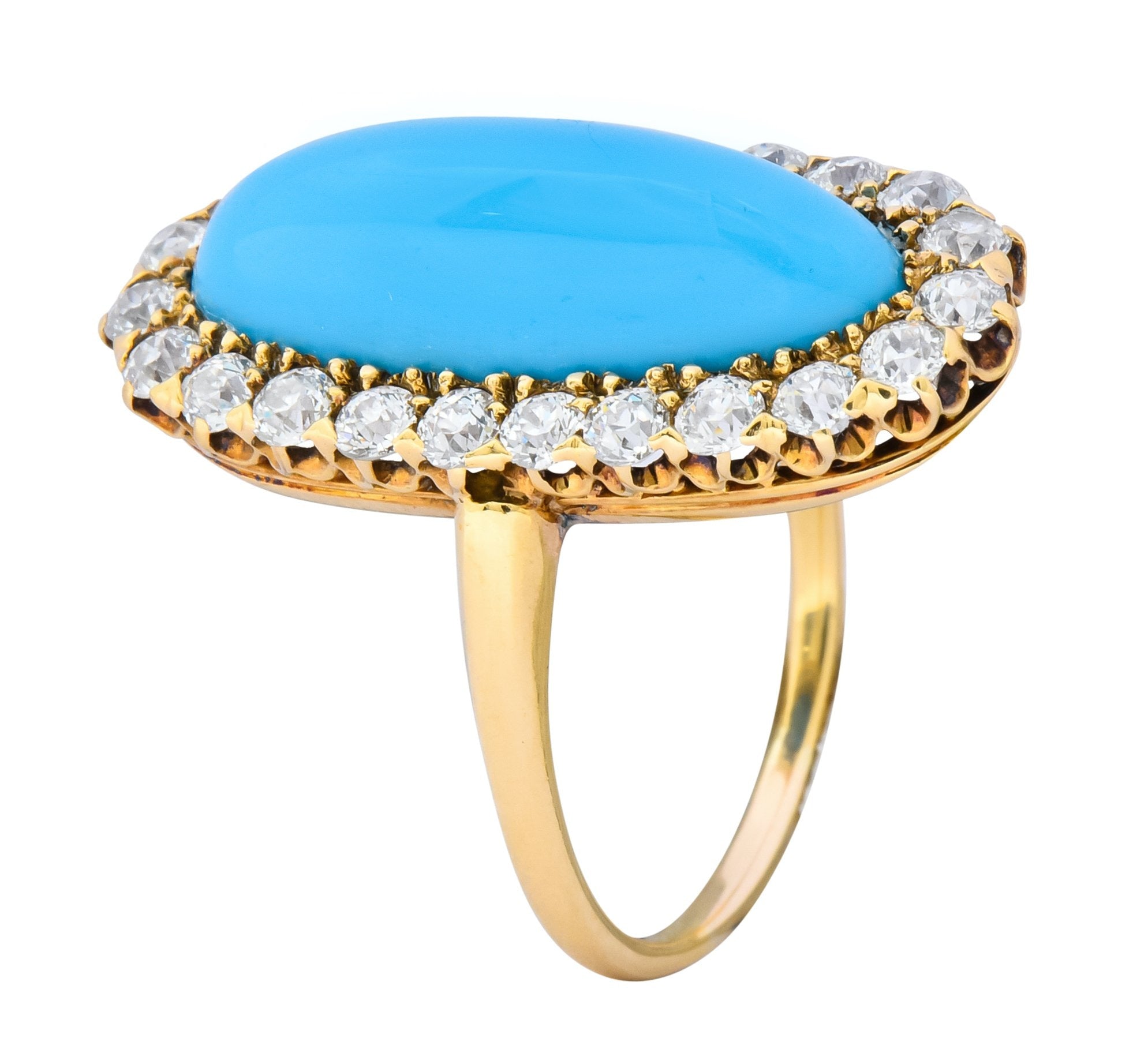Victorian Tiffany & Co. 2.00 CTW Diamond Turquoise 18 Karat Gold Cluster Ring Circa 1880 - Wilson's Estate Jewelry