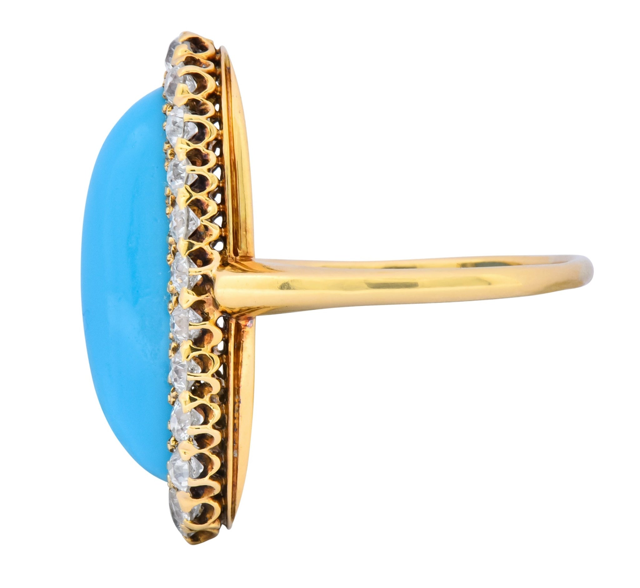 Victorian Tiffany & Co. 2.00 CTW Diamond Turquoise 18 Karat Gold Cluster Ring Circa 1880 - Wilson's Estate Jewelry